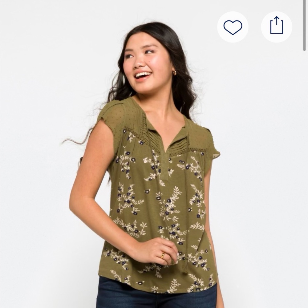 Daniel Rainn Olive Floral Top - Picture 4 of 4